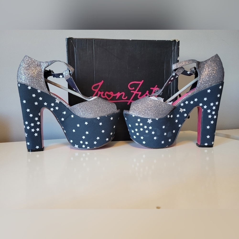 Iron Fist Starry Night Super Platforms, New with Flaws, Size 7 - Picture 7 of 13